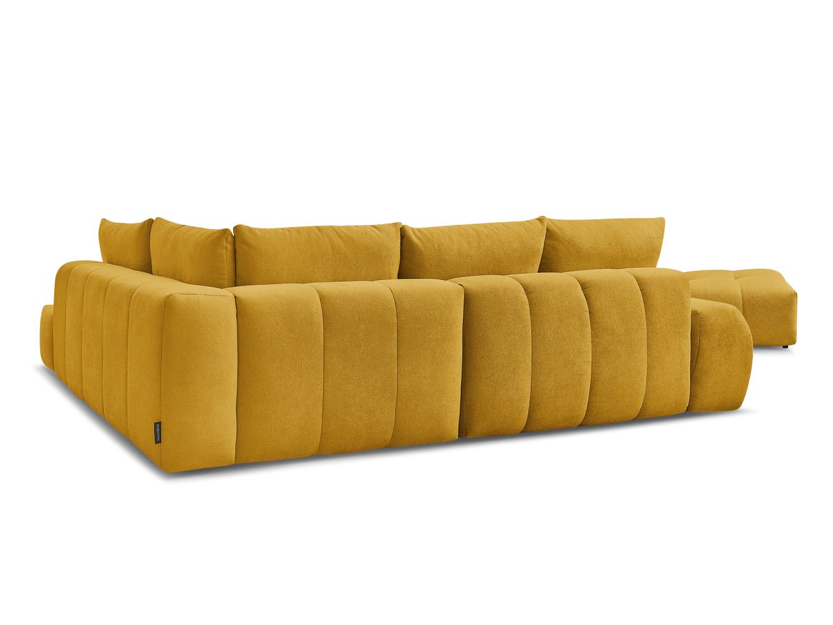 Canapé d'angle L convertible coffre EVEREST tissu texturé avec pouf