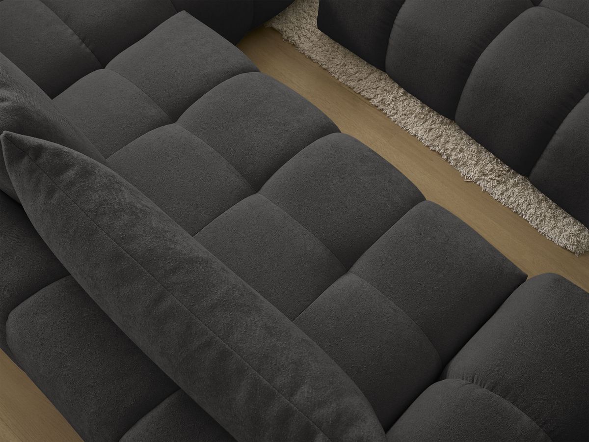Canapé d'angle L convertible coffre EVEREST tissu texturé avec pouf