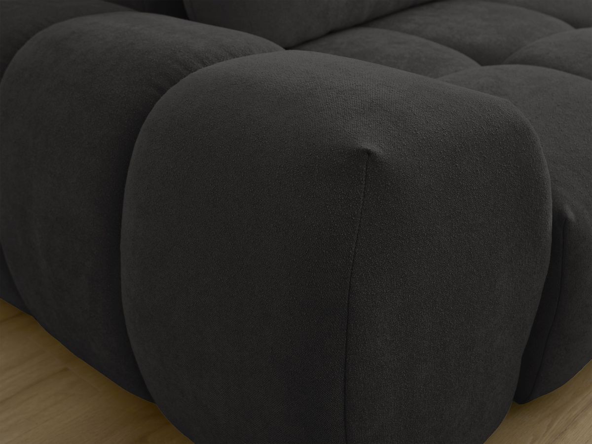 Canapé d'angle L convertible coffre EVEREST tissu texturé avec pouf