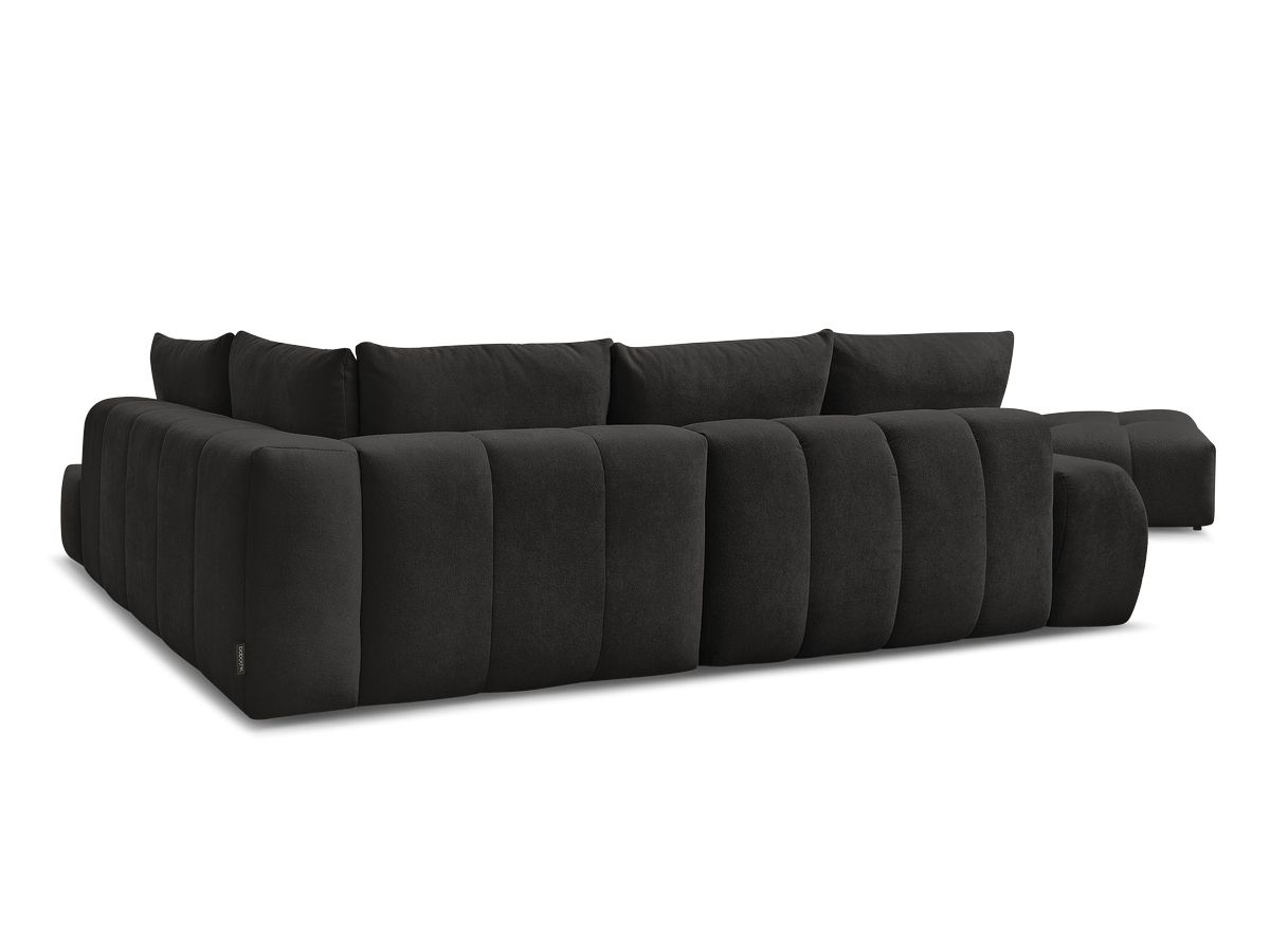 Canapé d'angle L convertible coffre EVEREST tissu texturé avec pouf