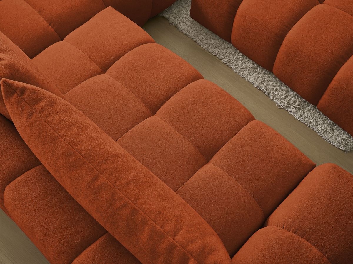 Canapé d'angle L convertible coffre EVEREST tissu texturé avec pouf