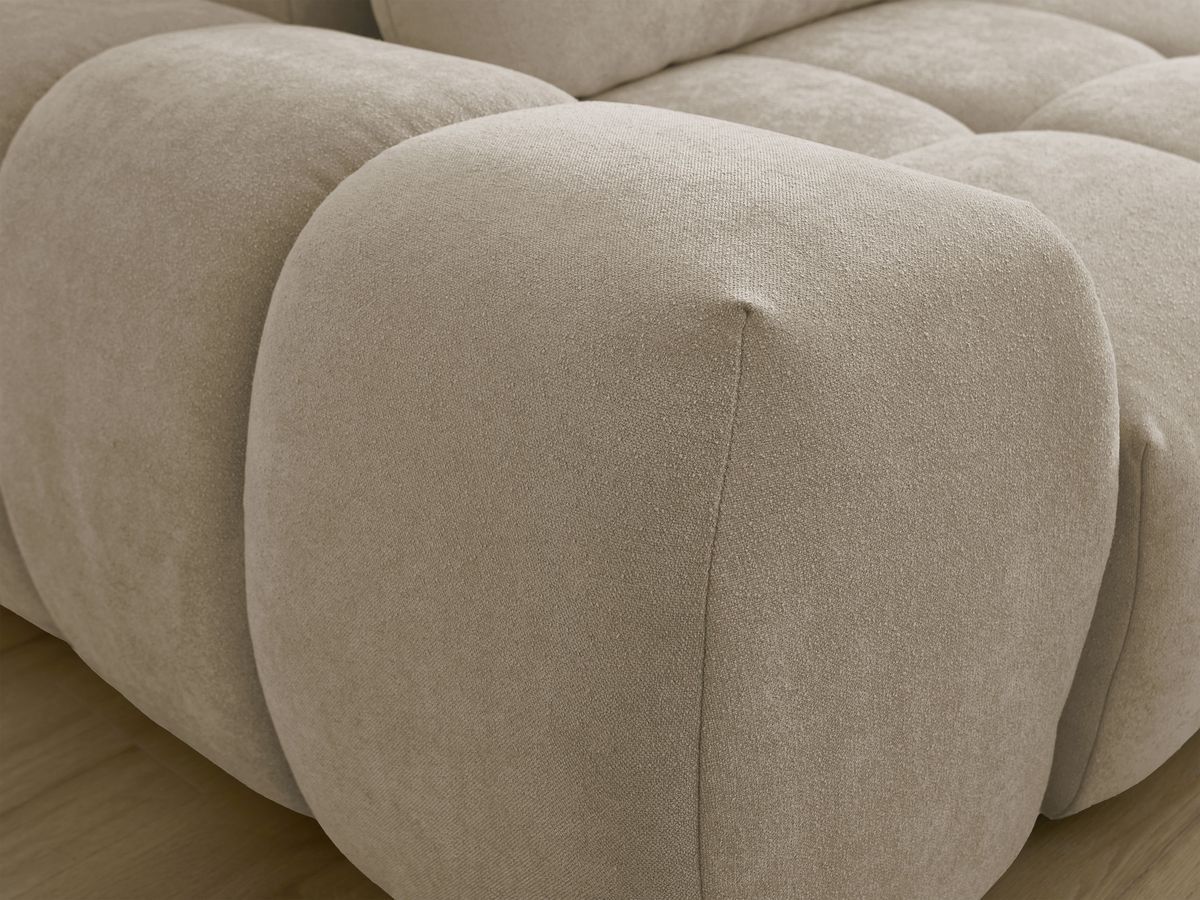 Canapé d'angle L convertible coffre EVEREST tissu texturé avec pouf