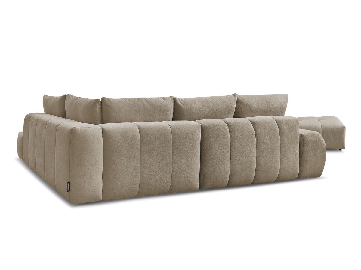 Canapé d'angle L convertible coffre EVEREST tissu texturé avec pouf