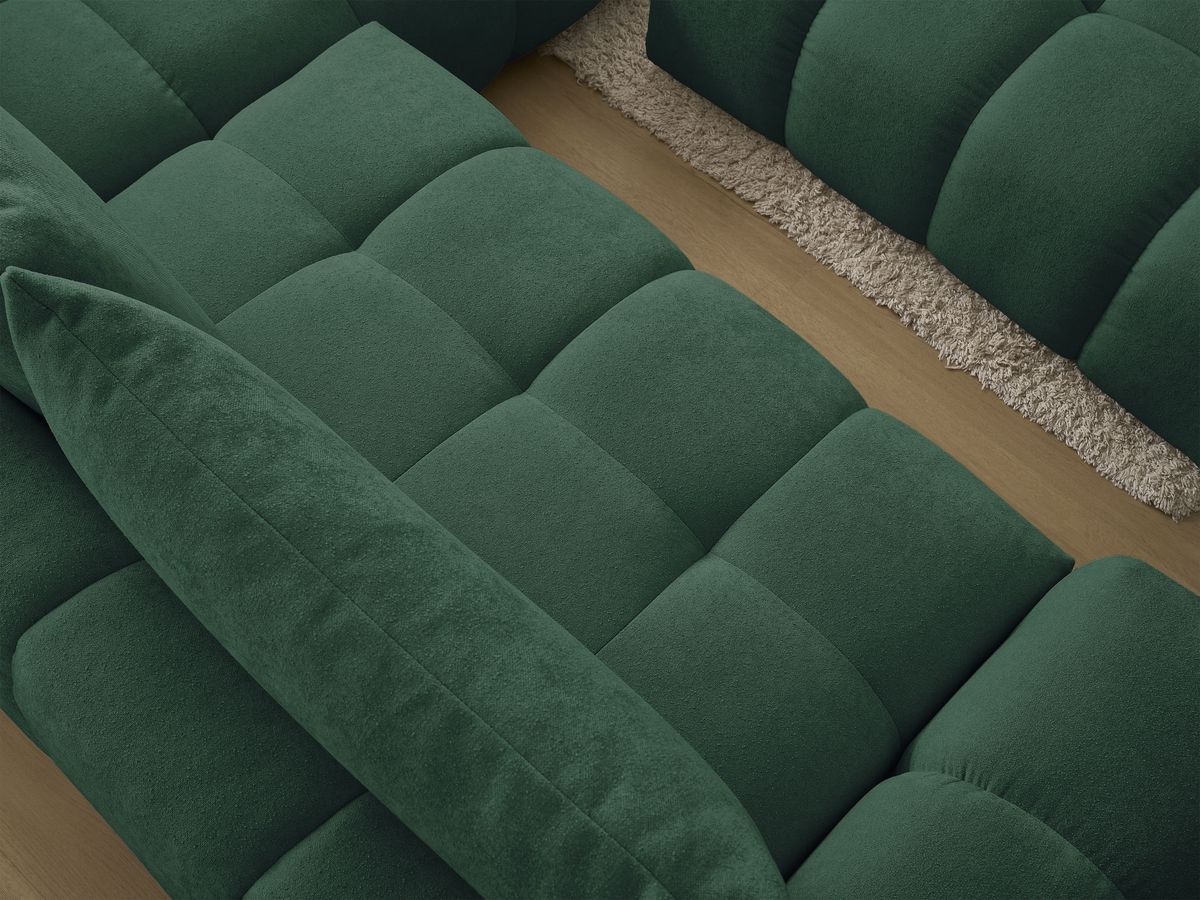 Canapé d'angle L convertible coffre EVEREST tissu texturé avec pouf