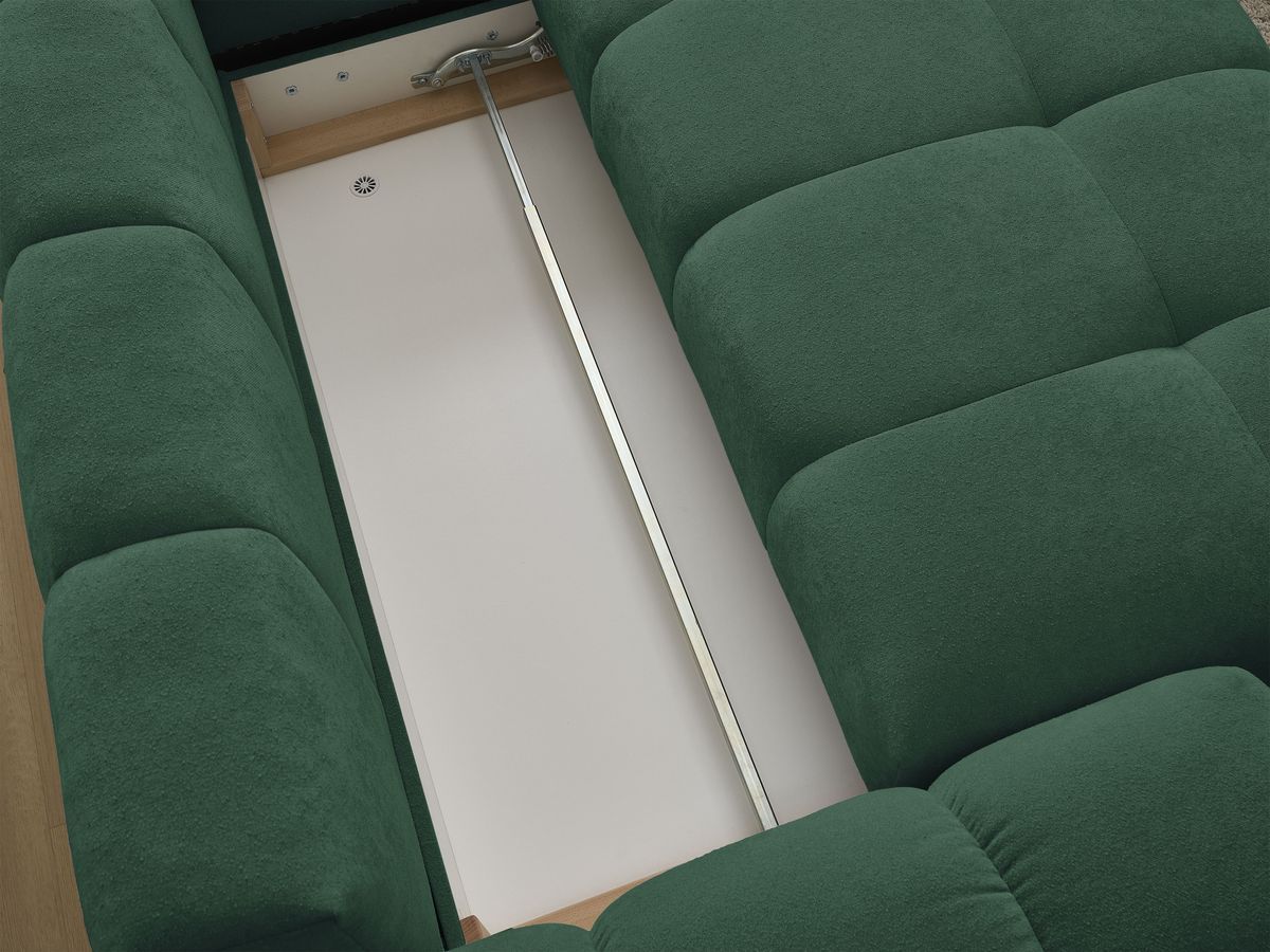Canapé d'angle L convertible coffre EVEREST tissu texturé avec pouf