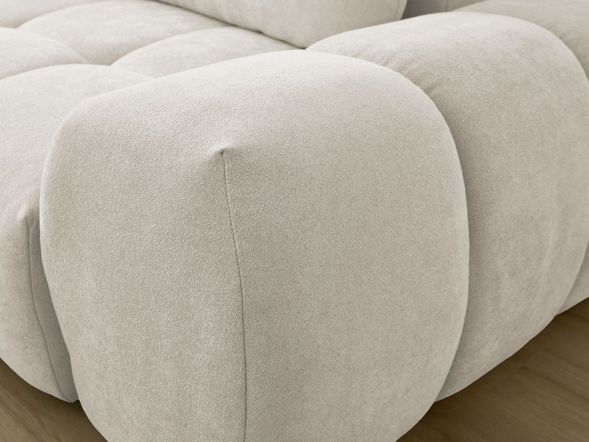 Canapé d'angle L convertible coffre EVEREST tissu texturé avec pouf