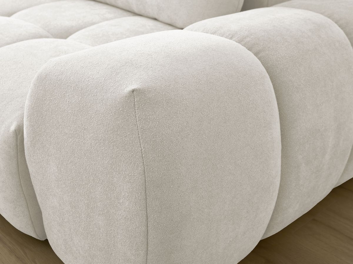 Canapé d'angle L convertible coffre EVEREST tissu texturé avec pouf