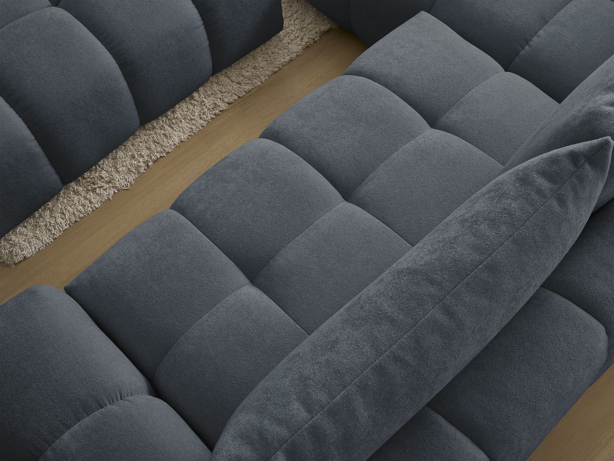 Canapé d'angle L convertible coffre EVEREST tissu texturé avec pouf