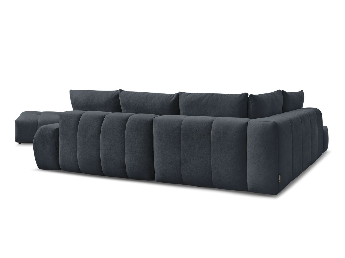 Canapé d'angle L convertible coffre EVEREST tissu texturé avec pouf