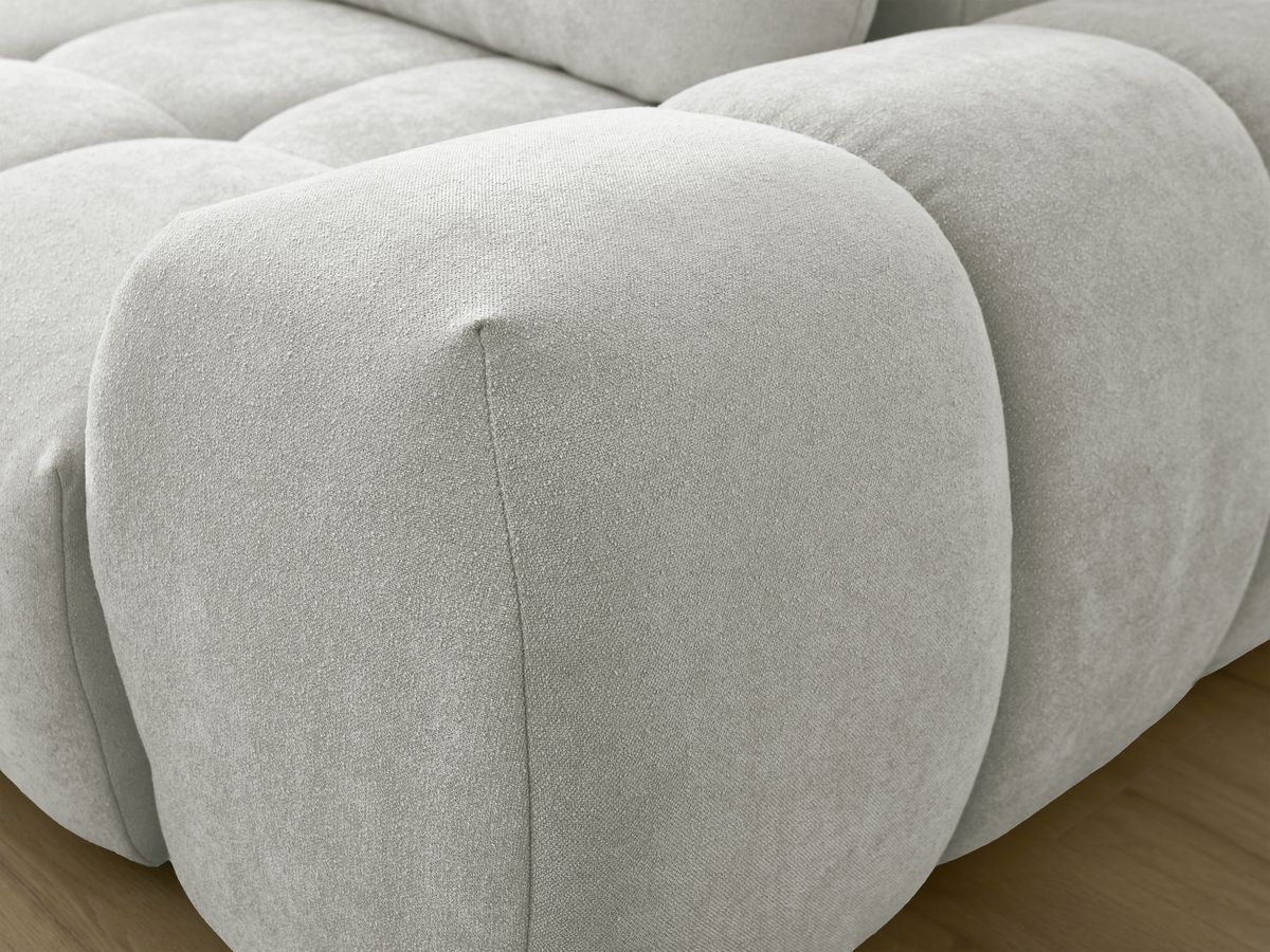 Canapé d'angle L convertible coffre EVEREST tissu texturé avec pouf