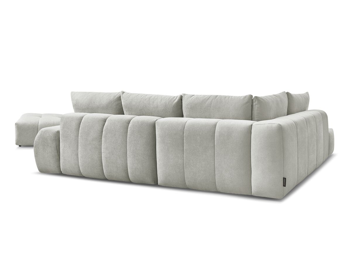 Canapé d'angle L convertible coffre EVEREST tissu texturé avec pouf