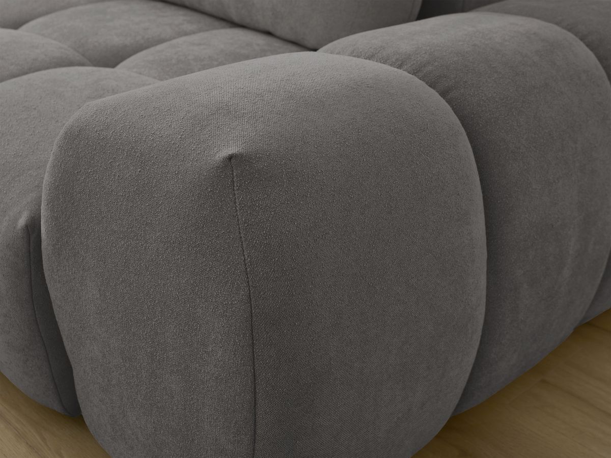 Canapé d'angle L convertible coffre EVEREST tissu texturé avec pouf