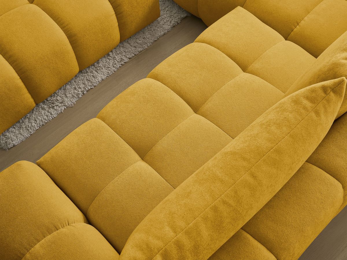 Canapé d'angle L convertible coffre EVEREST tissu texturé avec pouf