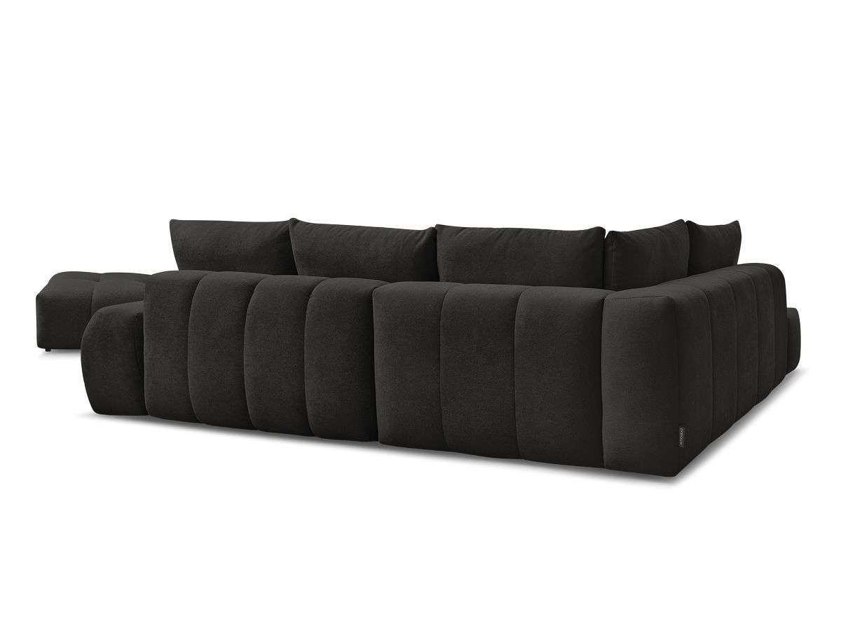 Canapé d'angle L convertible coffre EVEREST tissu texturé avec pouf