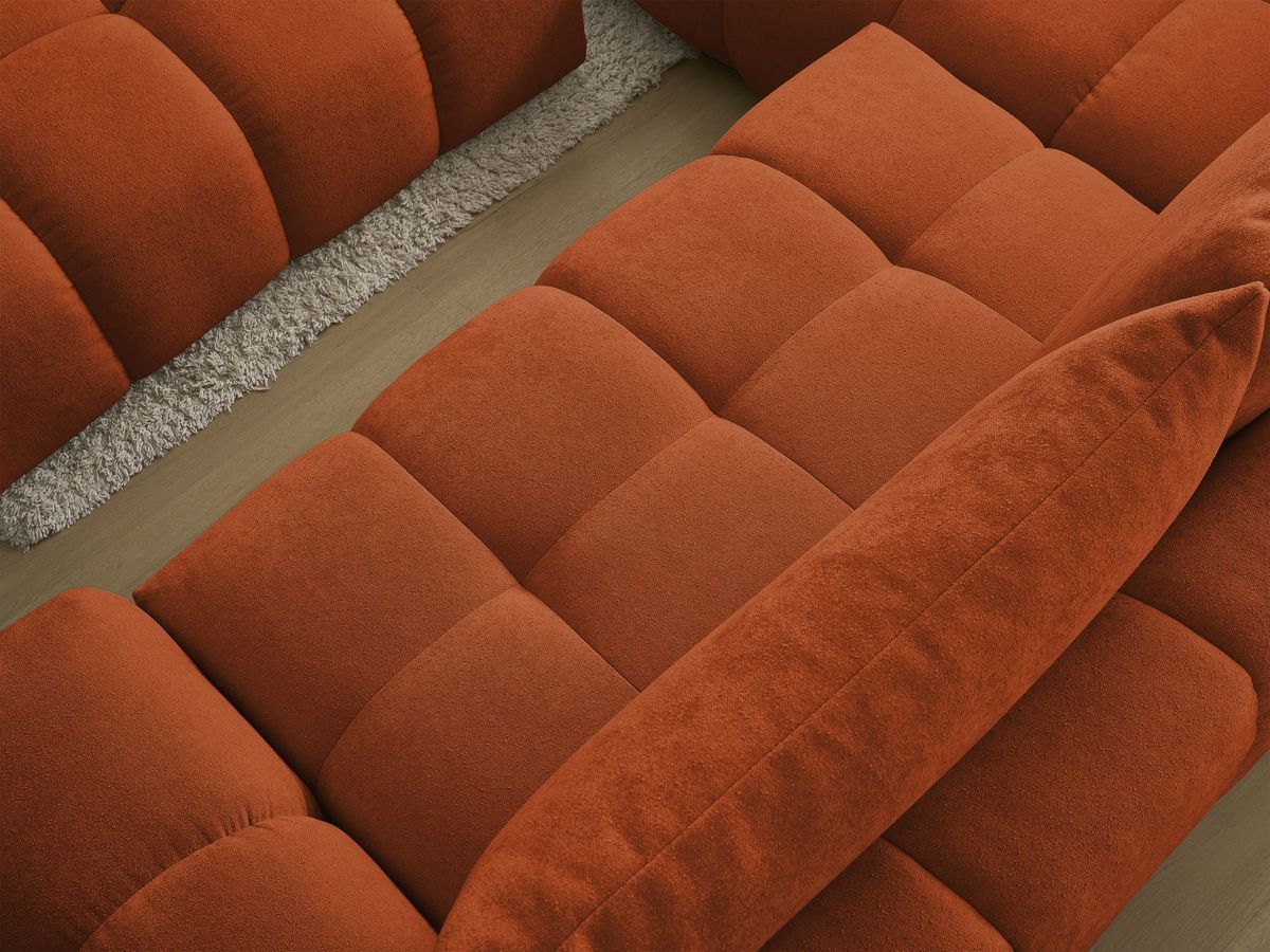 Canapé d'angle L convertible coffre EVEREST tissu texturé avec pouf