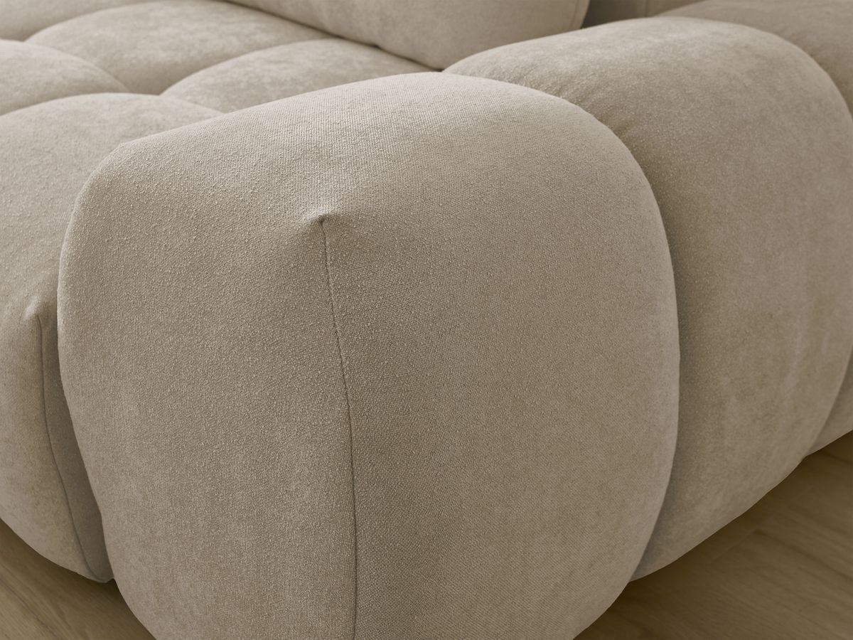 Canapé d'angle L convertible coffre EVEREST tissu texturé avec pouf