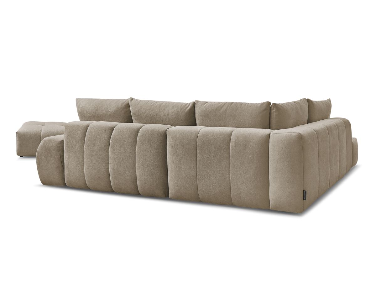 Canapé d'angle L convertible coffre EVEREST tissu texturé avec pouf