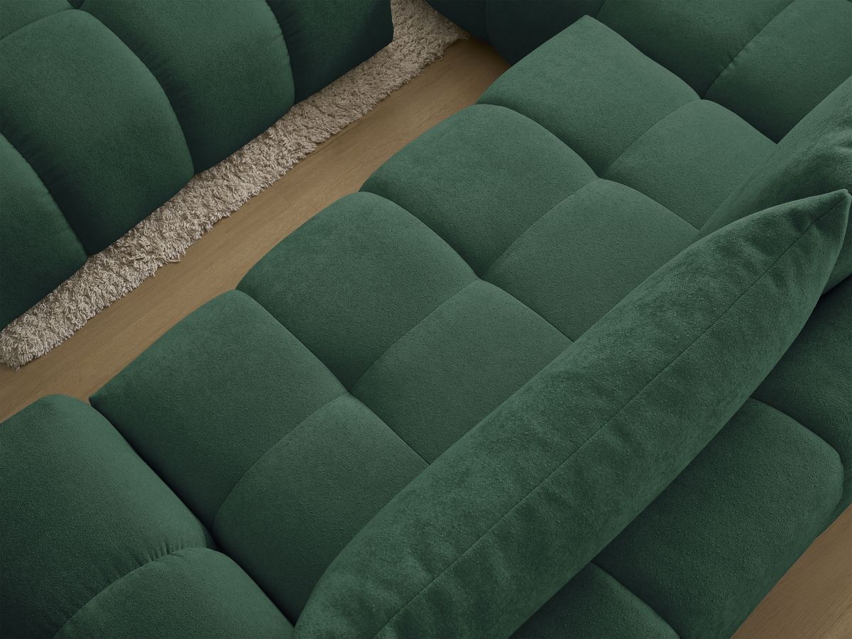 Canapé d'angle L convertible coffre EVEREST tissu texturé avec pouf
