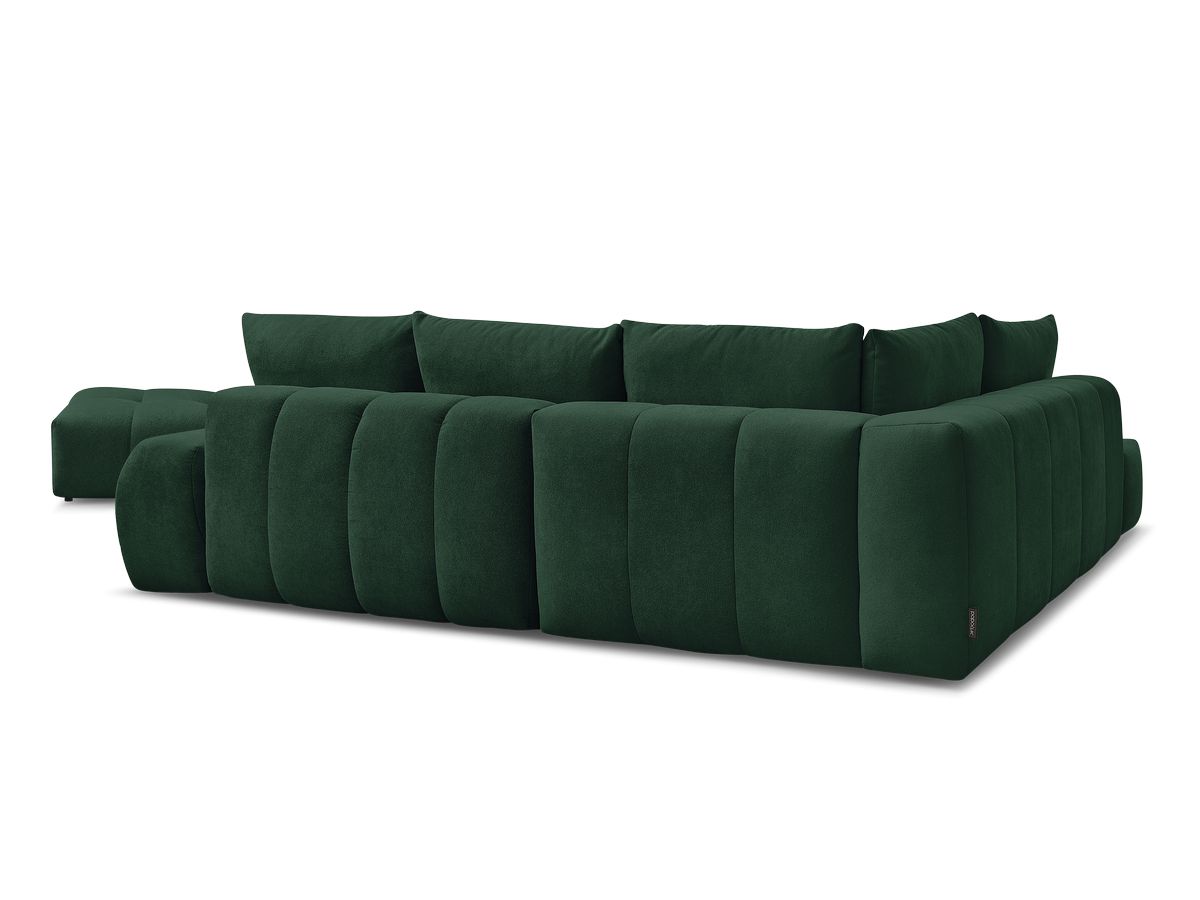 Canapé d'angle L convertible coffre EVEREST tissu texturé avec pouf