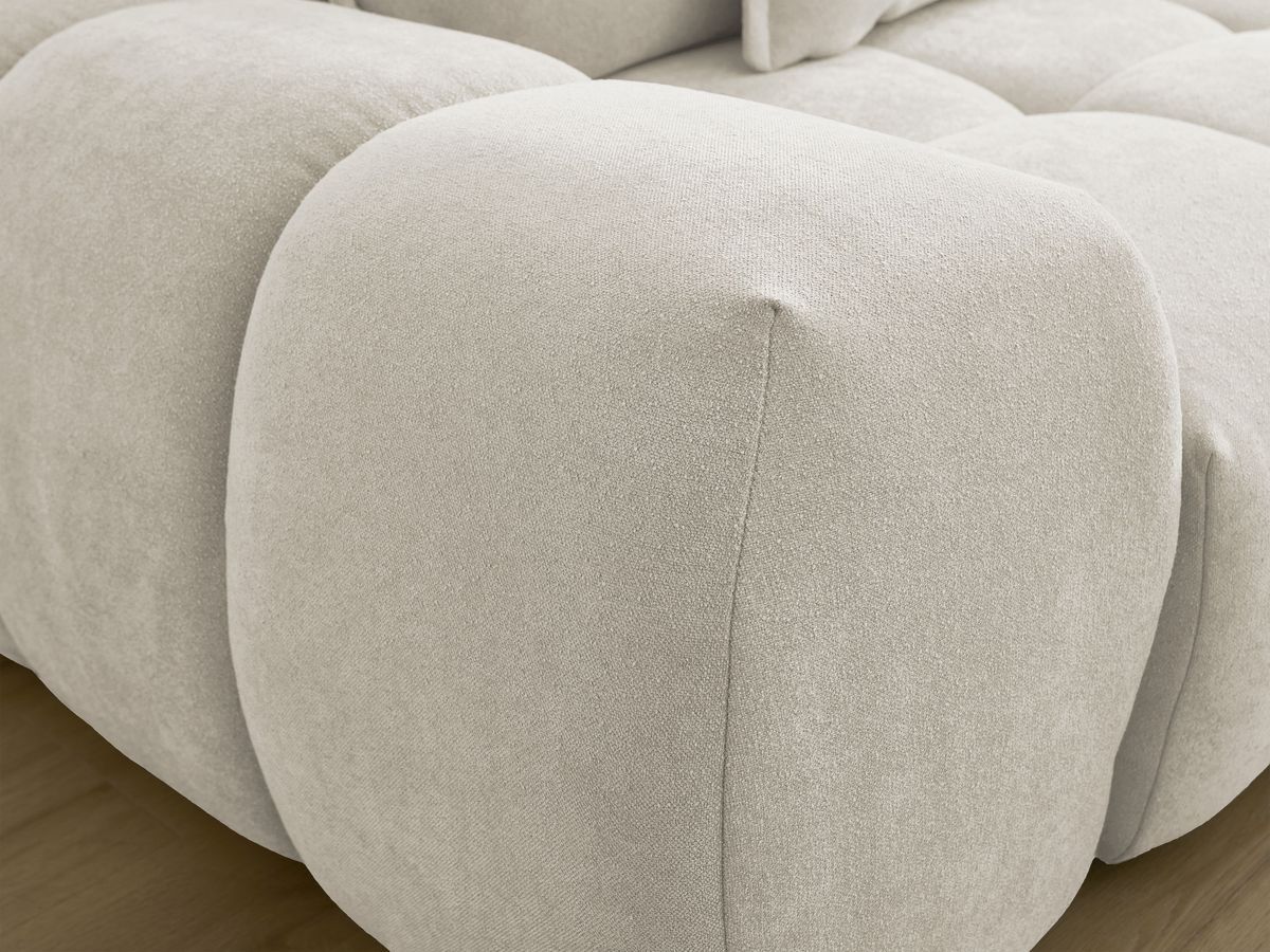 Canapé d'angle L convertible coffre EVEREST tissu texturé avec pouf