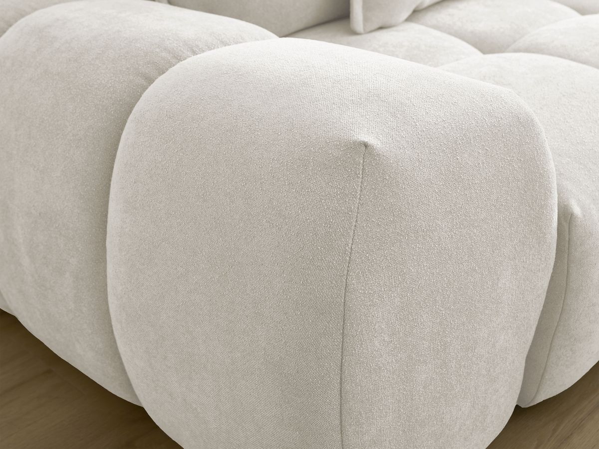 Canapé d'angle L convertible coffre EVEREST tissu texturé avec pouf