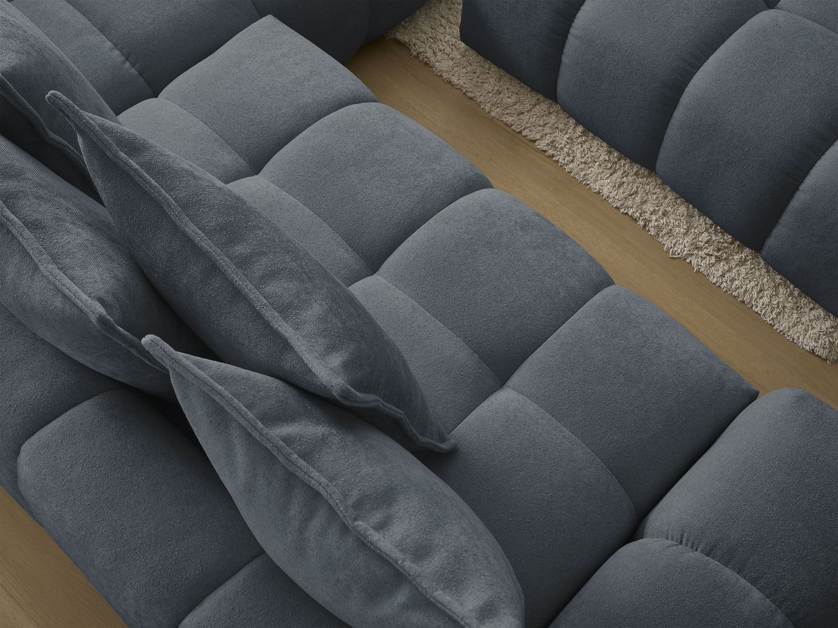 Canapé d'angle L convertible coffre EVEREST tissu texturé avec pouf