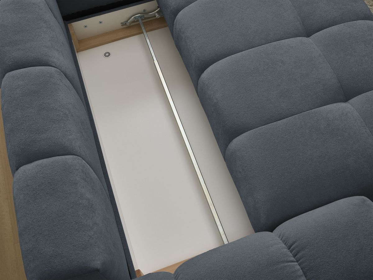 Canapé d'angle L convertible coffre EVEREST tissu texturé avec pouf