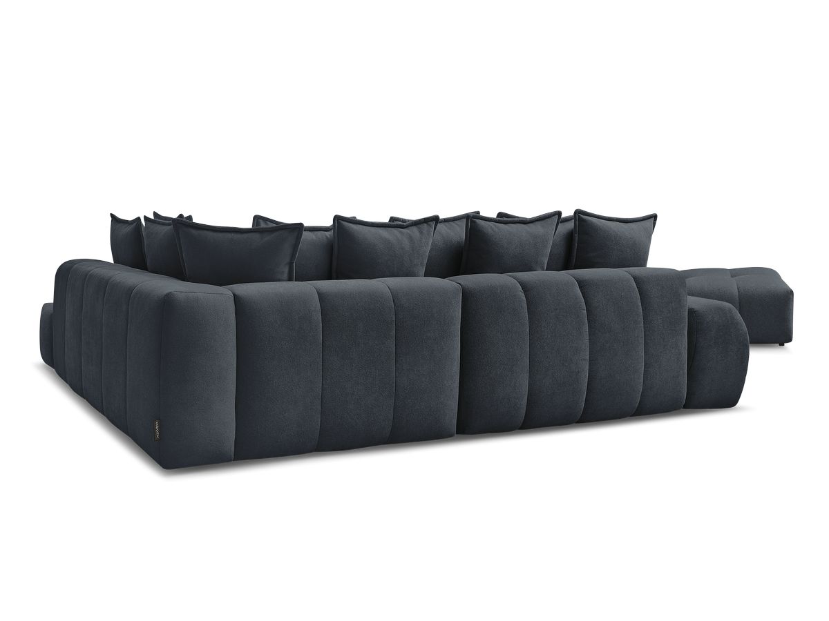 Canapé d'angle L convertible coffre EVEREST tissu texturé avec pouf