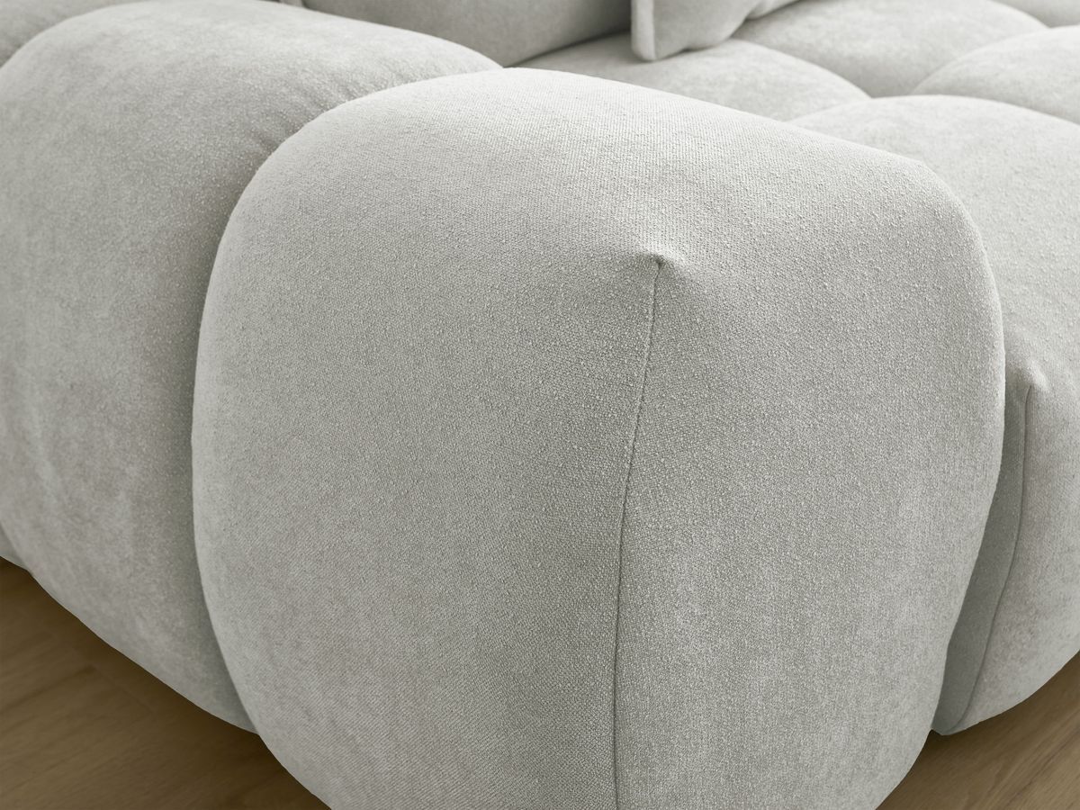 Canapé d'angle L convertible coffre EVEREST tissu texturé avec pouf