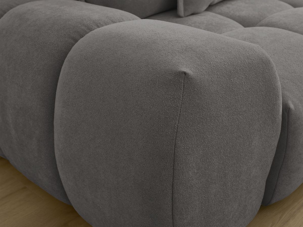 Canapé d'angle L convertible coffre EVEREST tissu texturé avec pouf