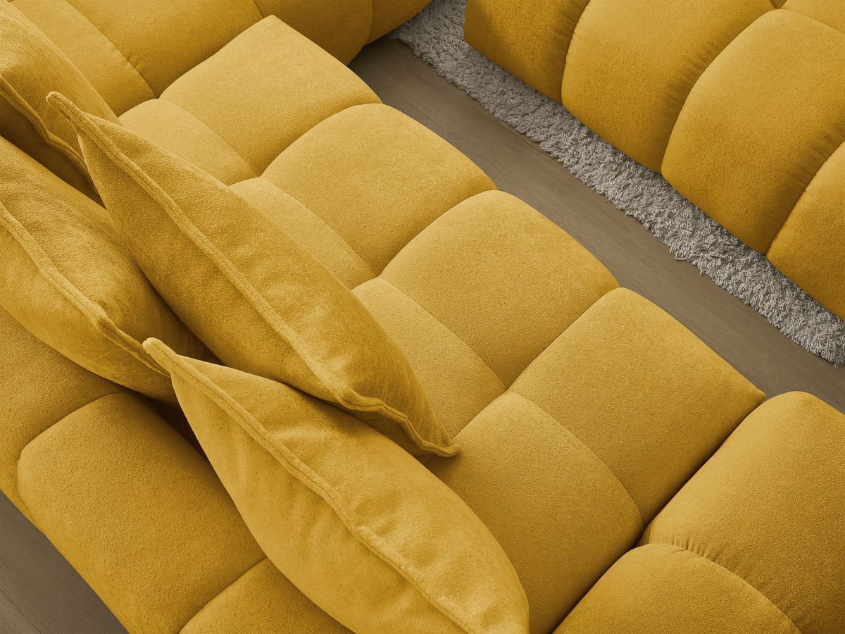 Canapé d'angle L convertible coffre EVEREST tissu texturé avec pouf
