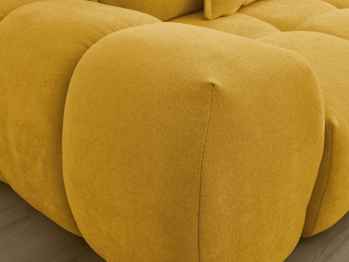 Canapé d'angle L convertible coffre EVEREST tissu texturé avec pouf