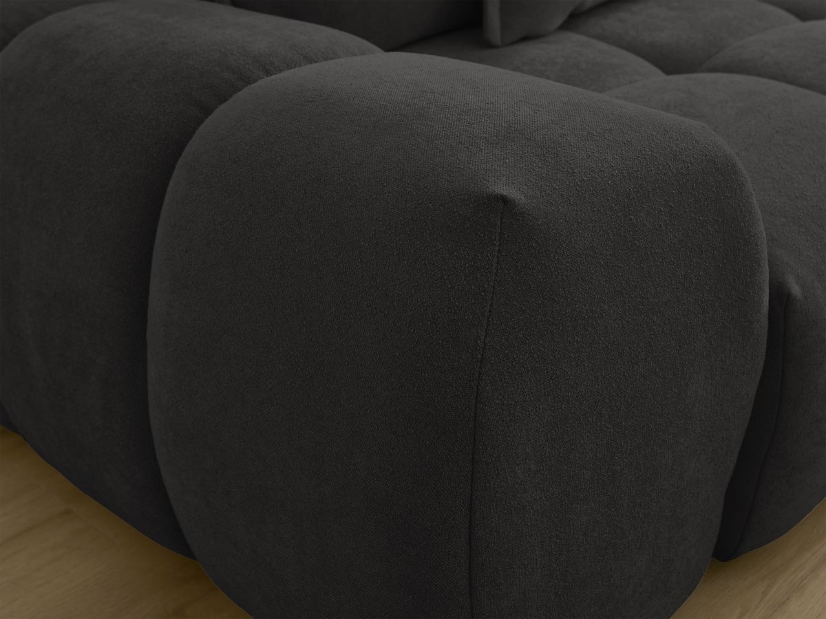Canapé d'angle L convertible coffre EVEREST tissu texturé avec pouf