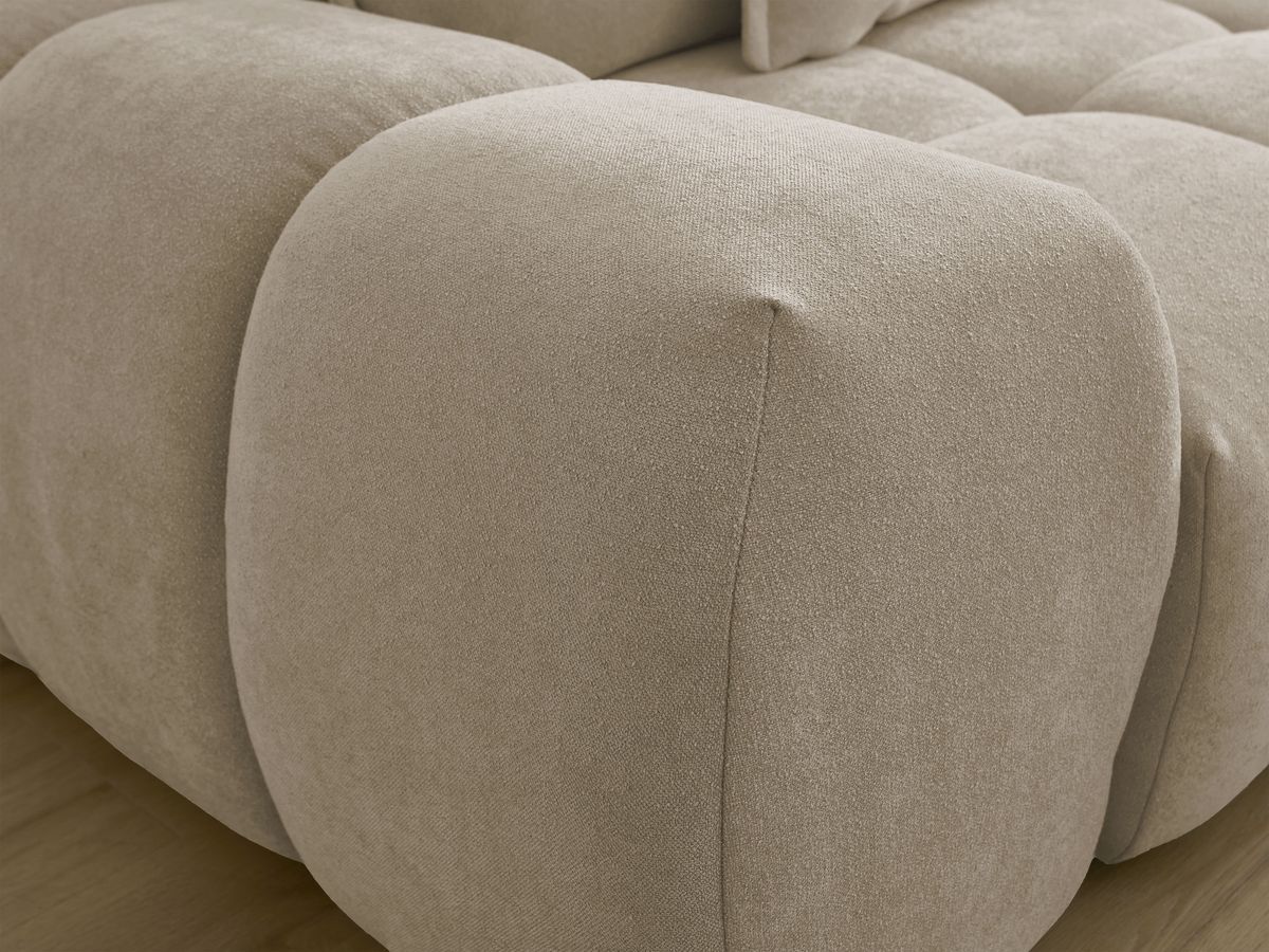 Canapé d'angle L convertible coffre EVEREST tissu texturé avec pouf