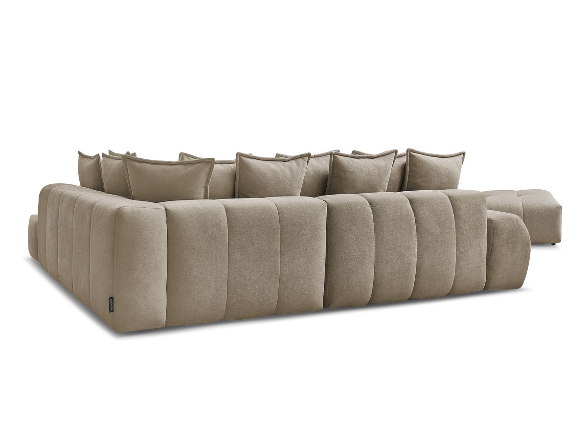 Canapé d'angle L convertible coffre EVEREST tissu texturé avec pouf