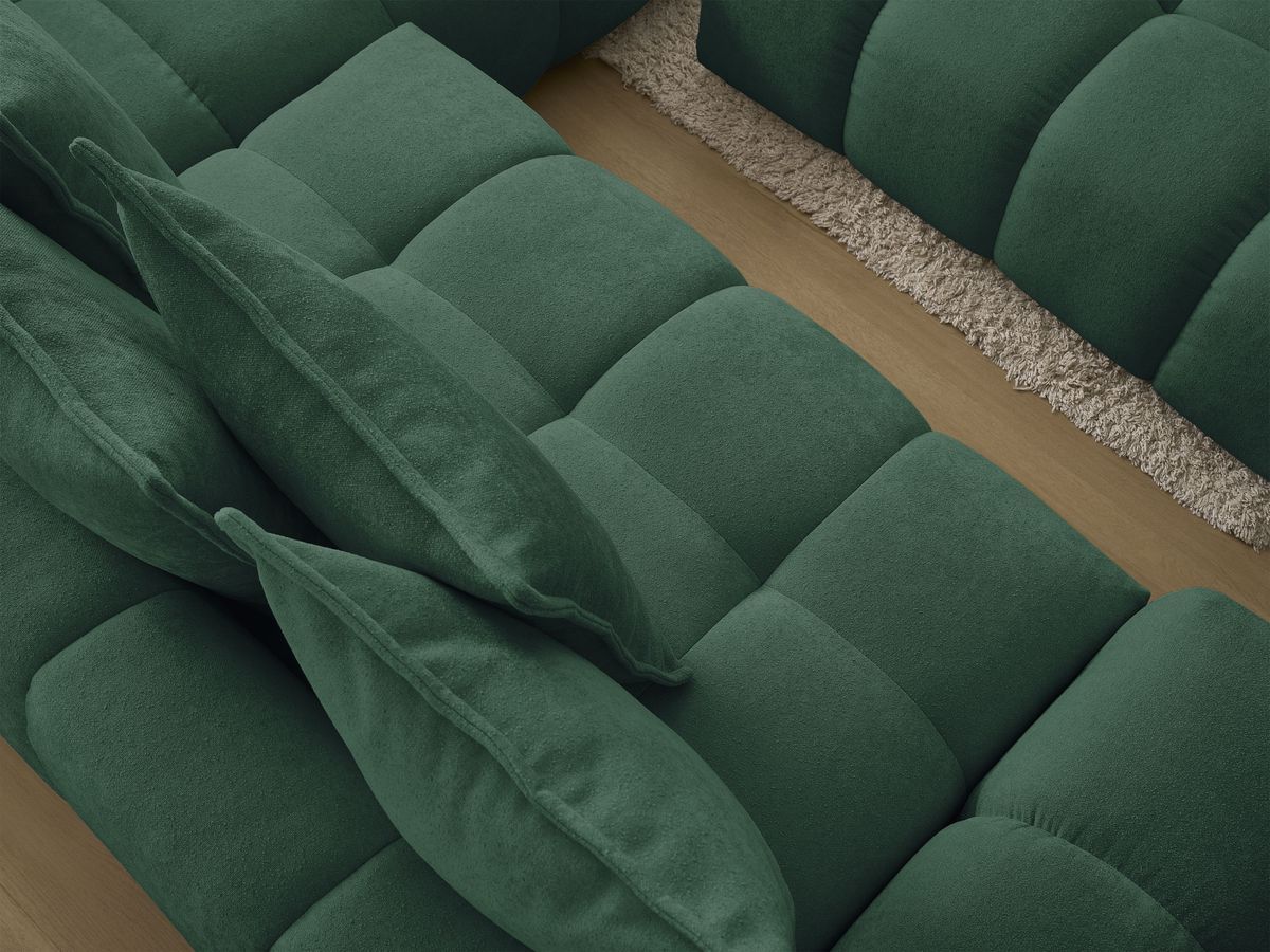 Canapé d'angle L convertible coffre EVEREST tissu texturé avec pouf