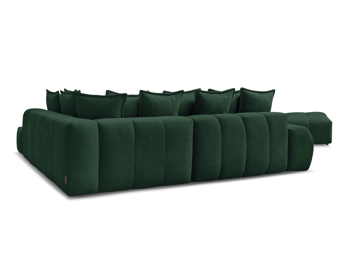 Canapé d'angle L convertible coffre EVEREST tissu texturé avec pouf