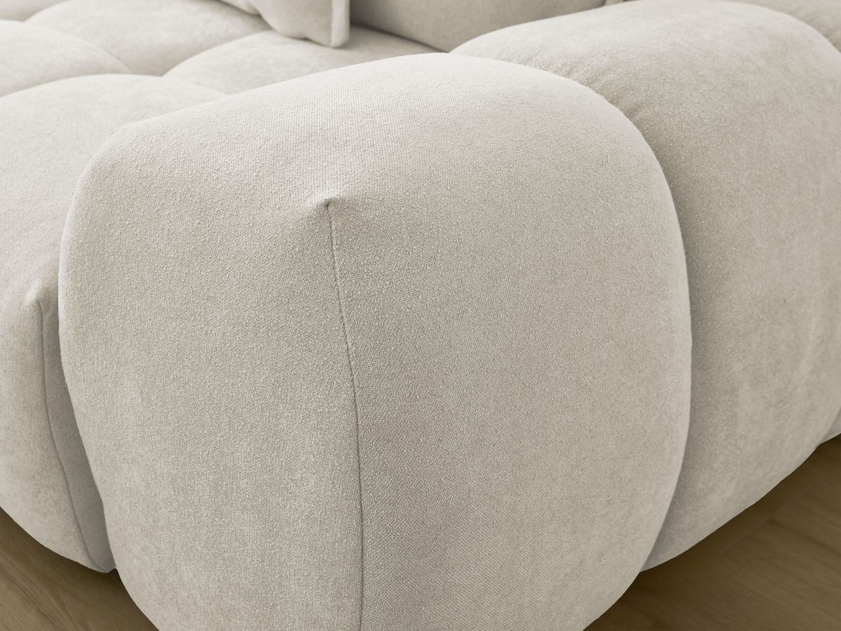 Canapé d'angle L convertible coffre EVEREST tissu texturé avec pouf