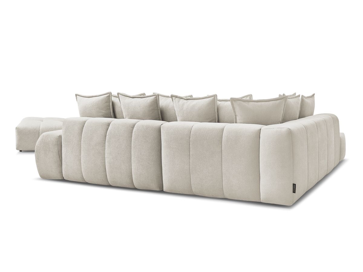 Canapé d'angle L convertible coffre EVEREST tissu texturé avec pouf