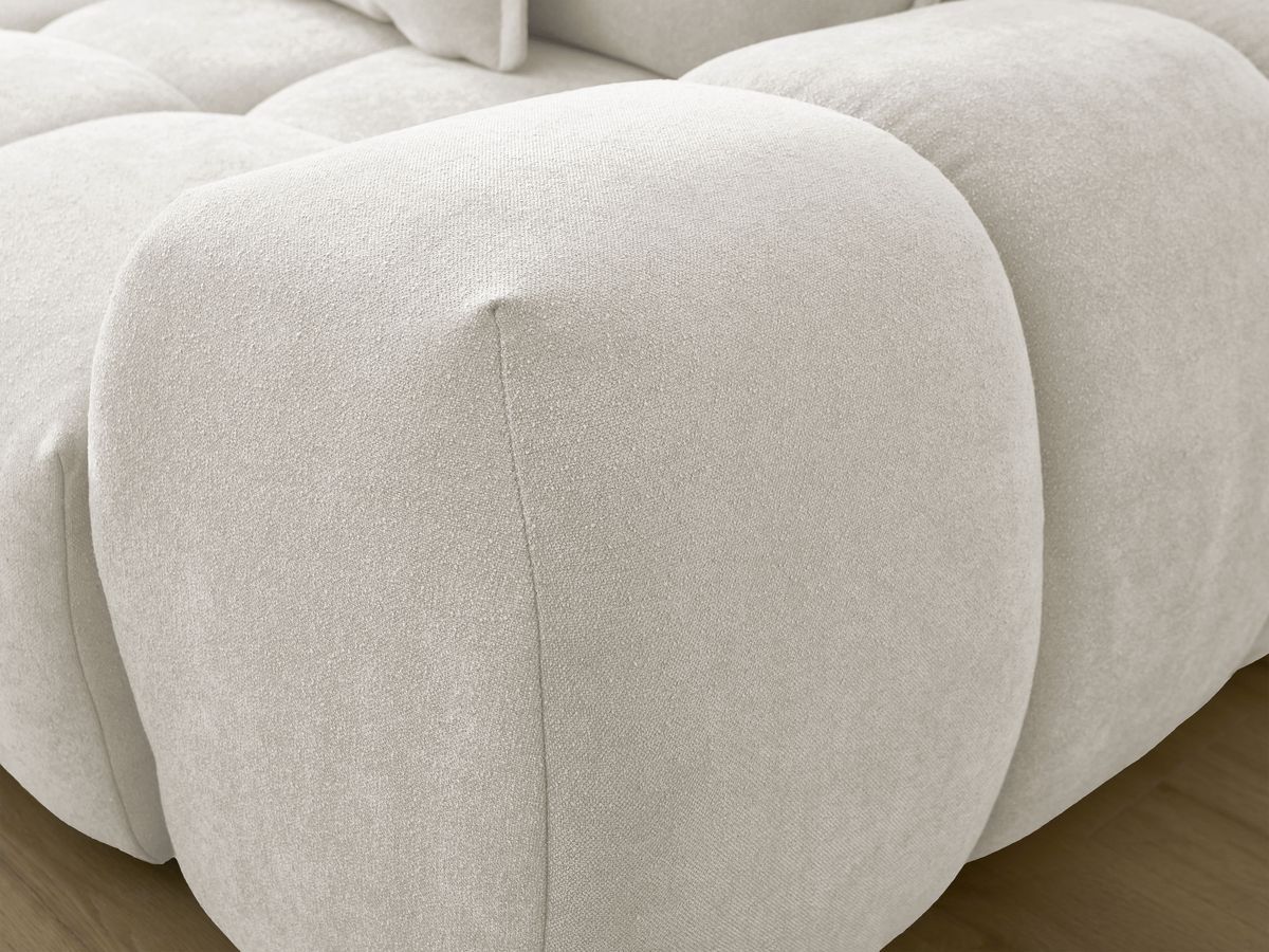Canapé d'angle L convertible coffre EVEREST tissu texturé avec pouf