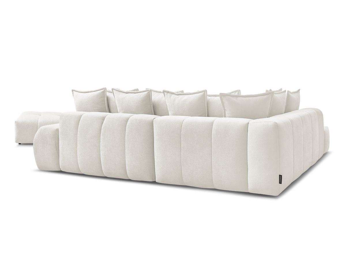 Canapé d'angle L convertible coffre EVEREST tissu texturé avec pouf