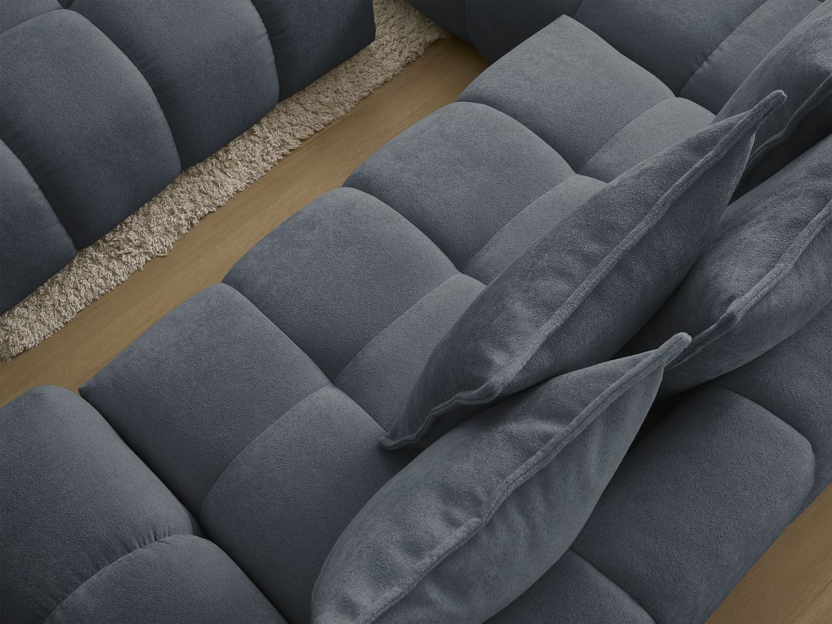 Canapé d'angle L convertible coffre EVEREST tissu texturé avec pouf