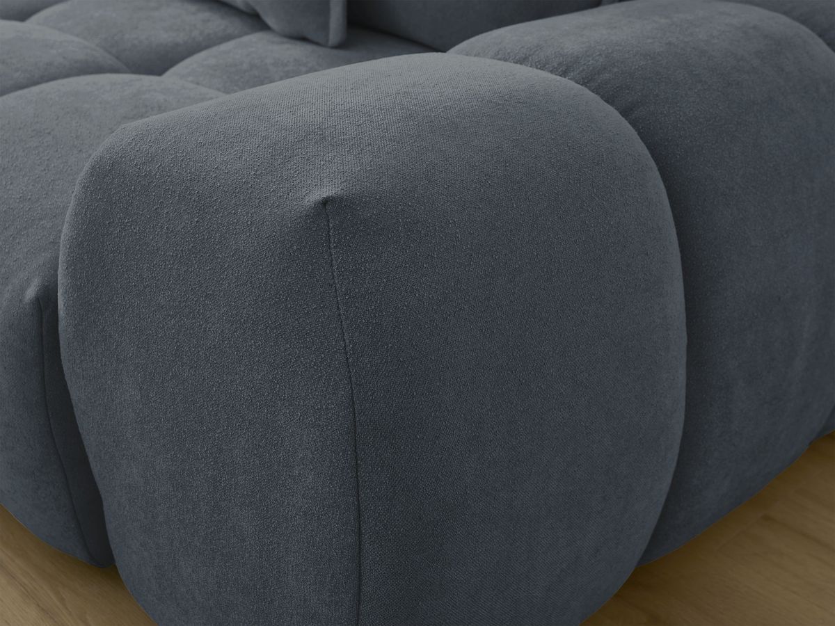 Canapé d'angle L convertible coffre EVEREST tissu texturé avec pouf