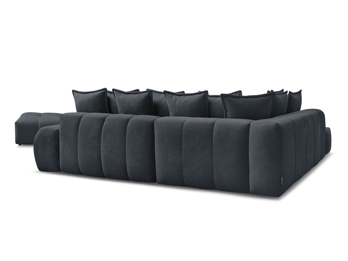 Canapé d'angle L convertible coffre EVEREST tissu texturé avec pouf