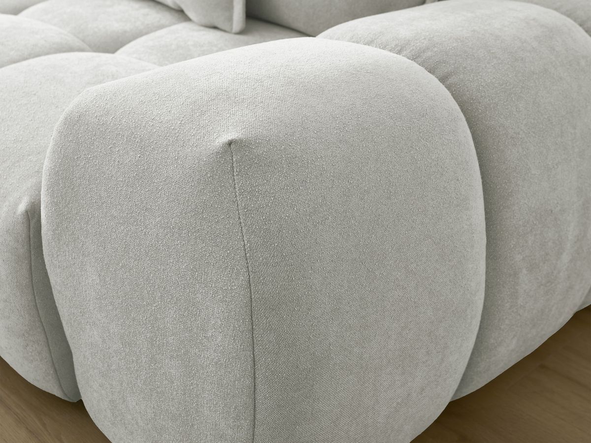 Canapé d'angle L convertible coffre EVEREST tissu texturé avec pouf
