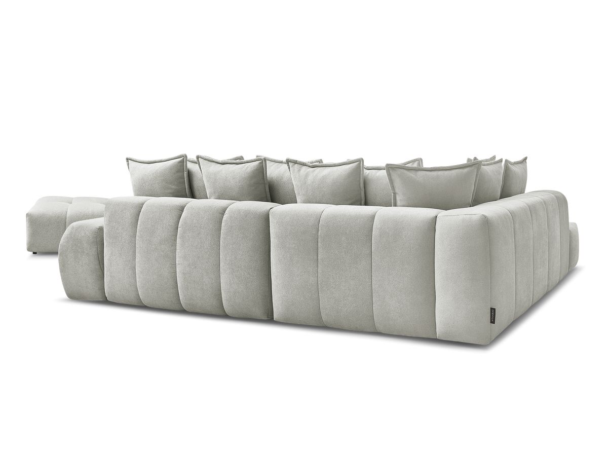 Canapé d'angle L convertible coffre EVEREST tissu texturé avec pouf