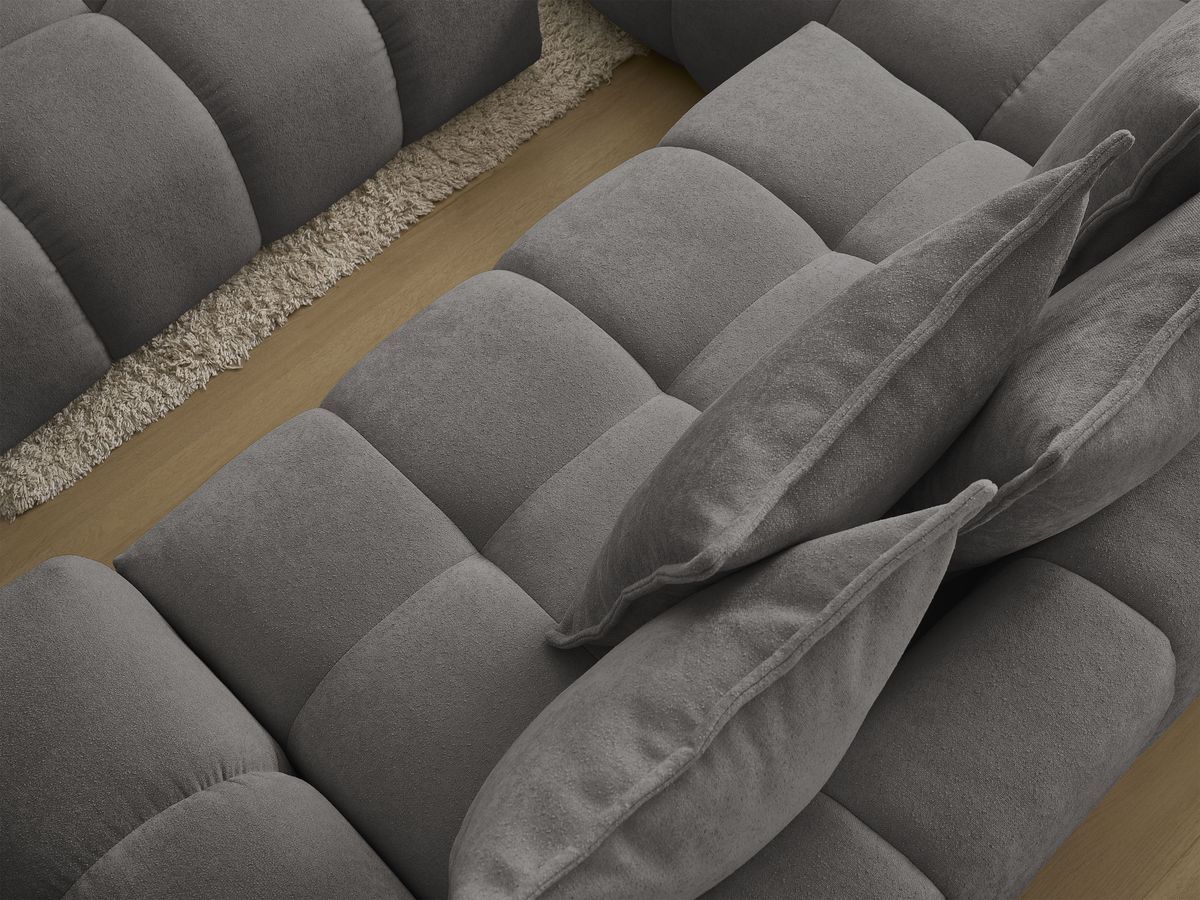 Canapé d'angle L convertible coffre EVEREST tissu texturé avec pouf