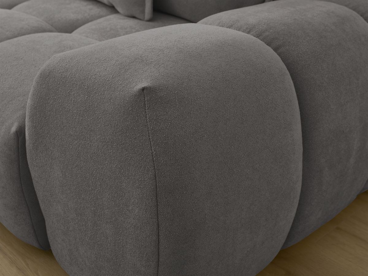 Canapé d'angle L convertible coffre EVEREST tissu texturé avec pouf