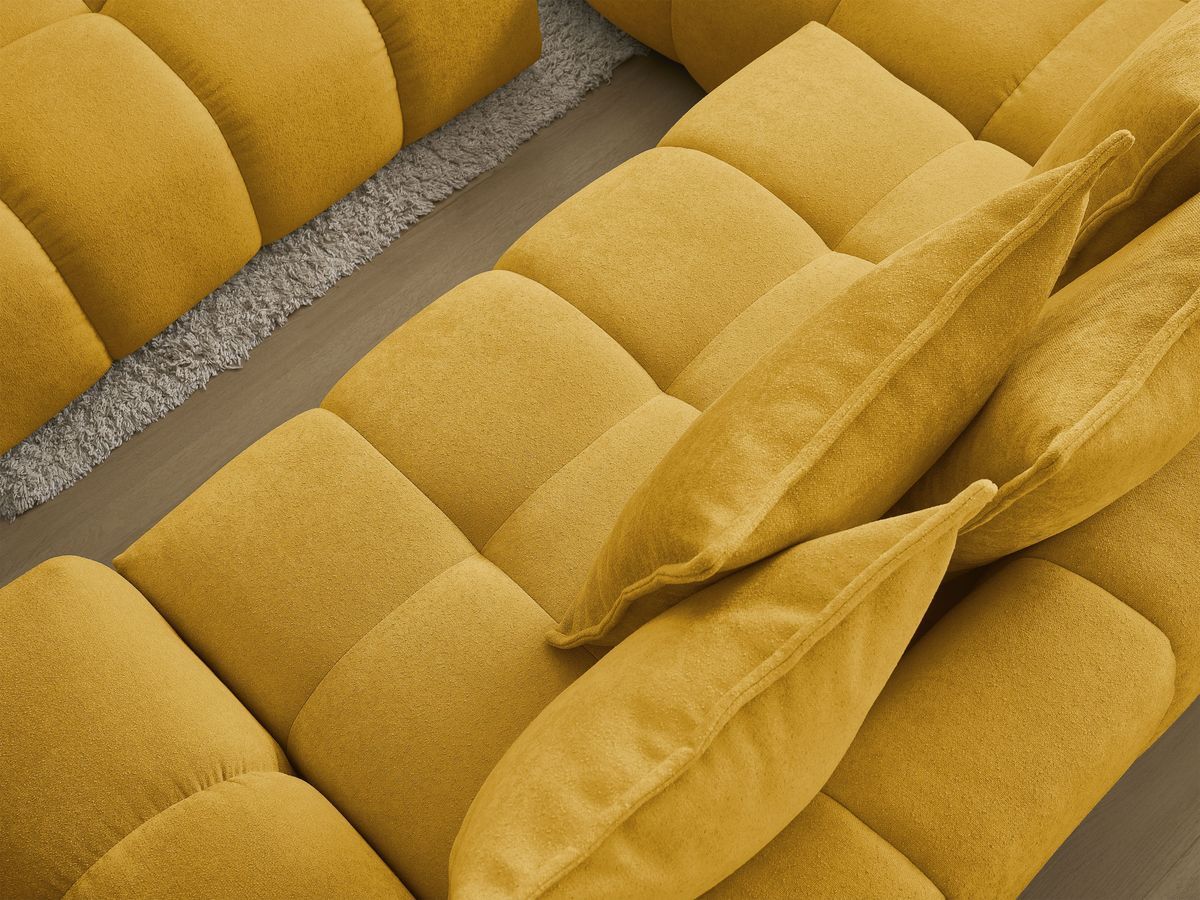 Canapé d'angle L convertible coffre EVEREST tissu texturé avec pouf