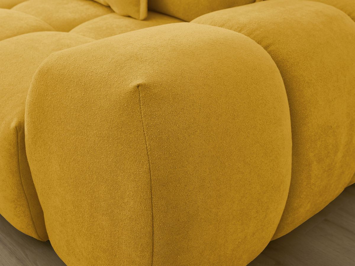 Canapé d'angle L convertible coffre EVEREST tissu texturé avec pouf